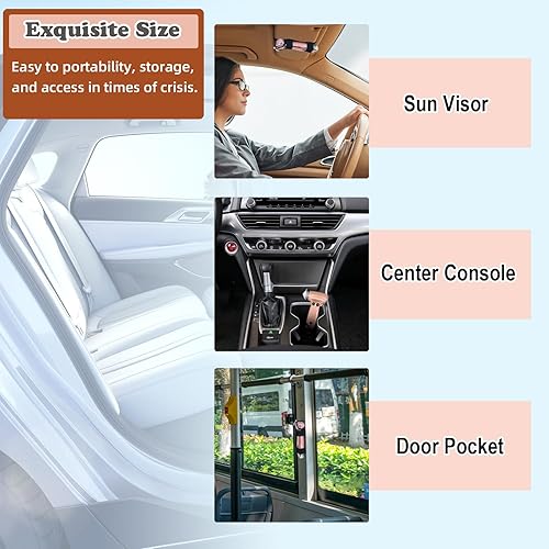 Miniatura 7 de Martillo de seguridad para automóvil  Cortacristales y cinturón de seguridad multifuncional metálico para automóviles, herramienta de escape de