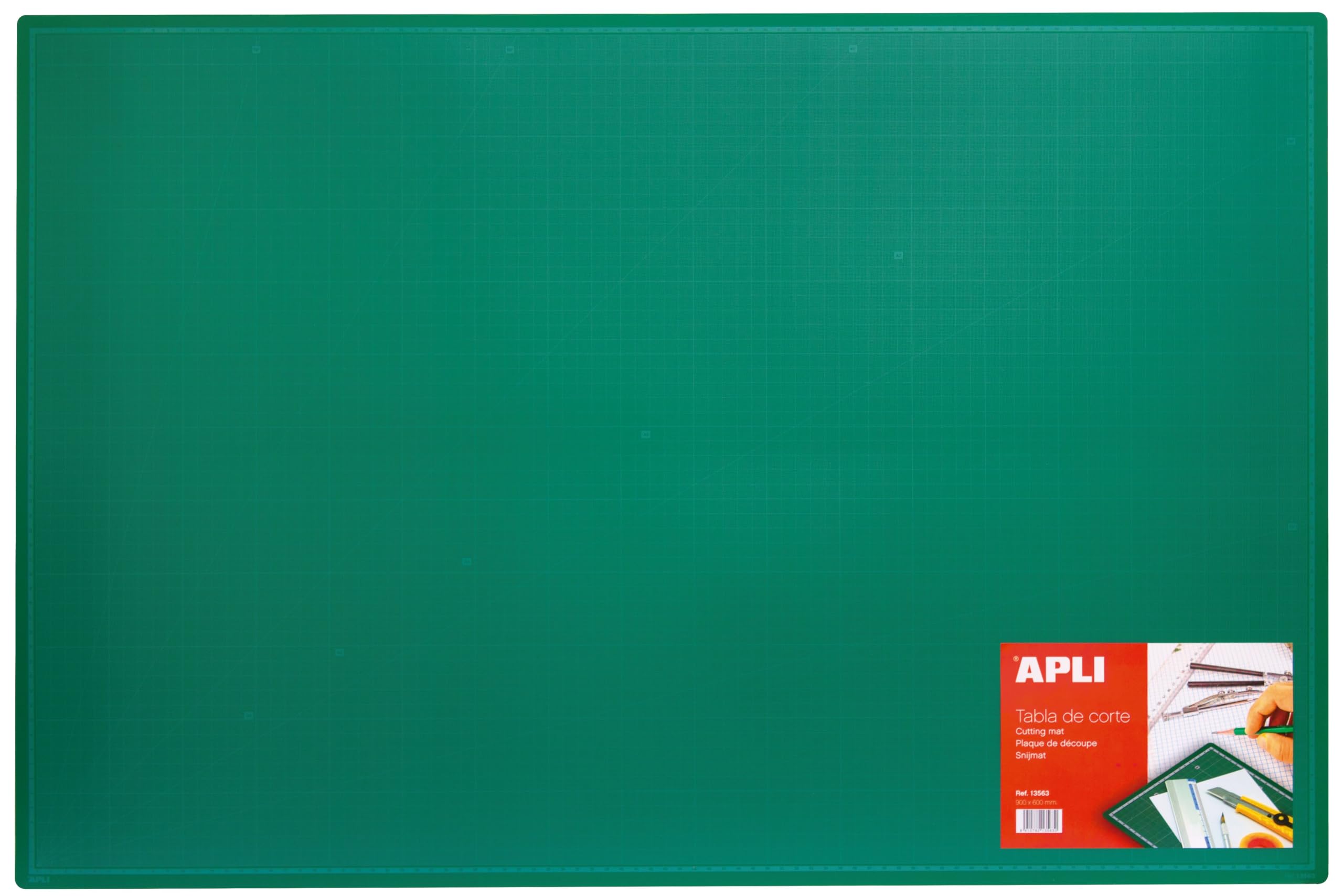 APLI 13563 - Tapis de découpe A1 PVC 900x600 mm - Auto-réparant, antidérapant, quadrillage précis - PVC 2mm