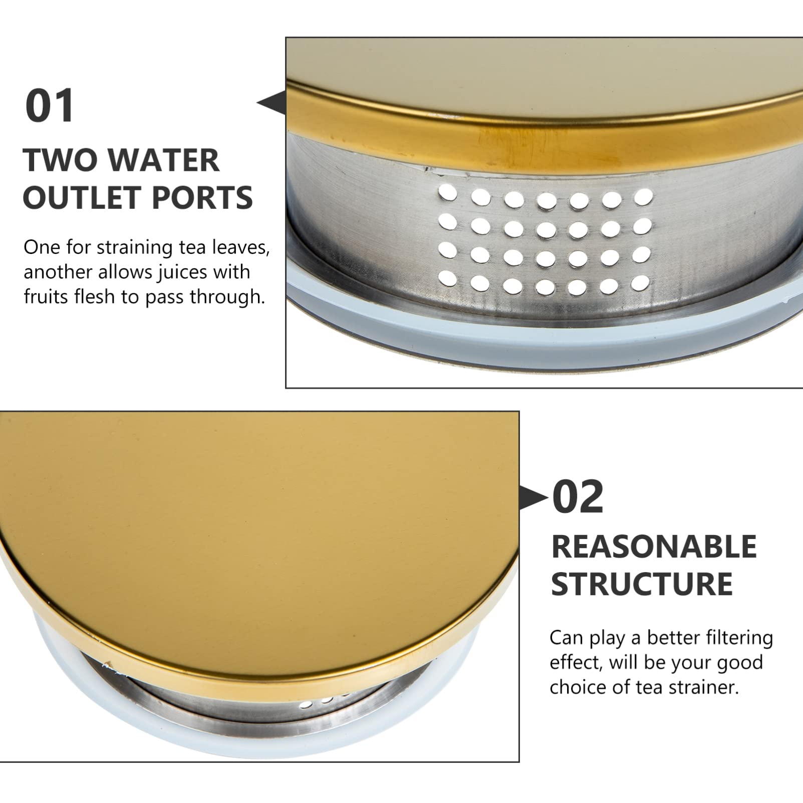 Cabilock 2Pcs Stainless Steel Water Pitcher Lids With Silicone Ring - Golden Replacement Covers 7.3-7.8cm