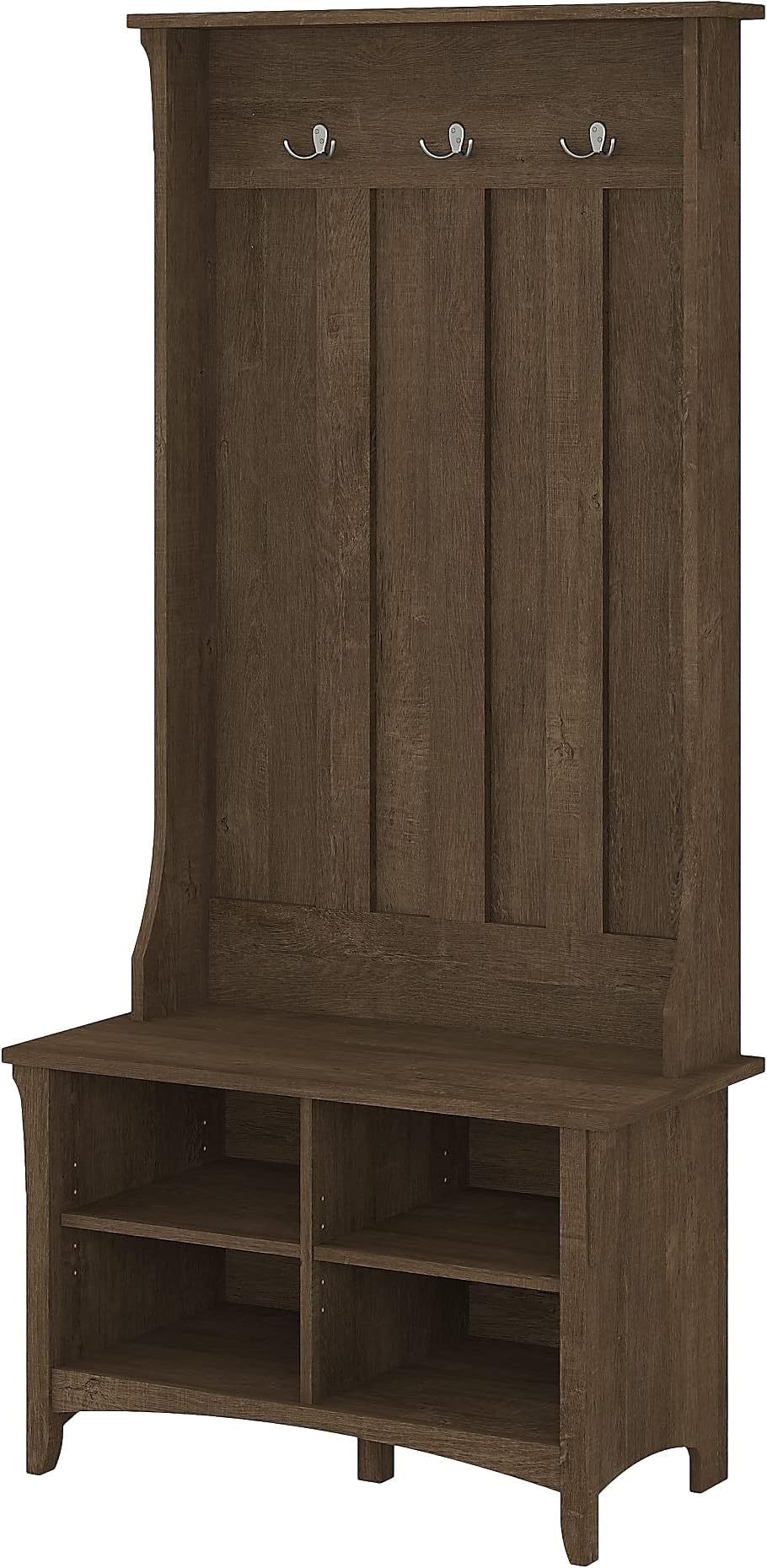 Pemberly Row Tall Entryway Hall Tree with Storage Bench in