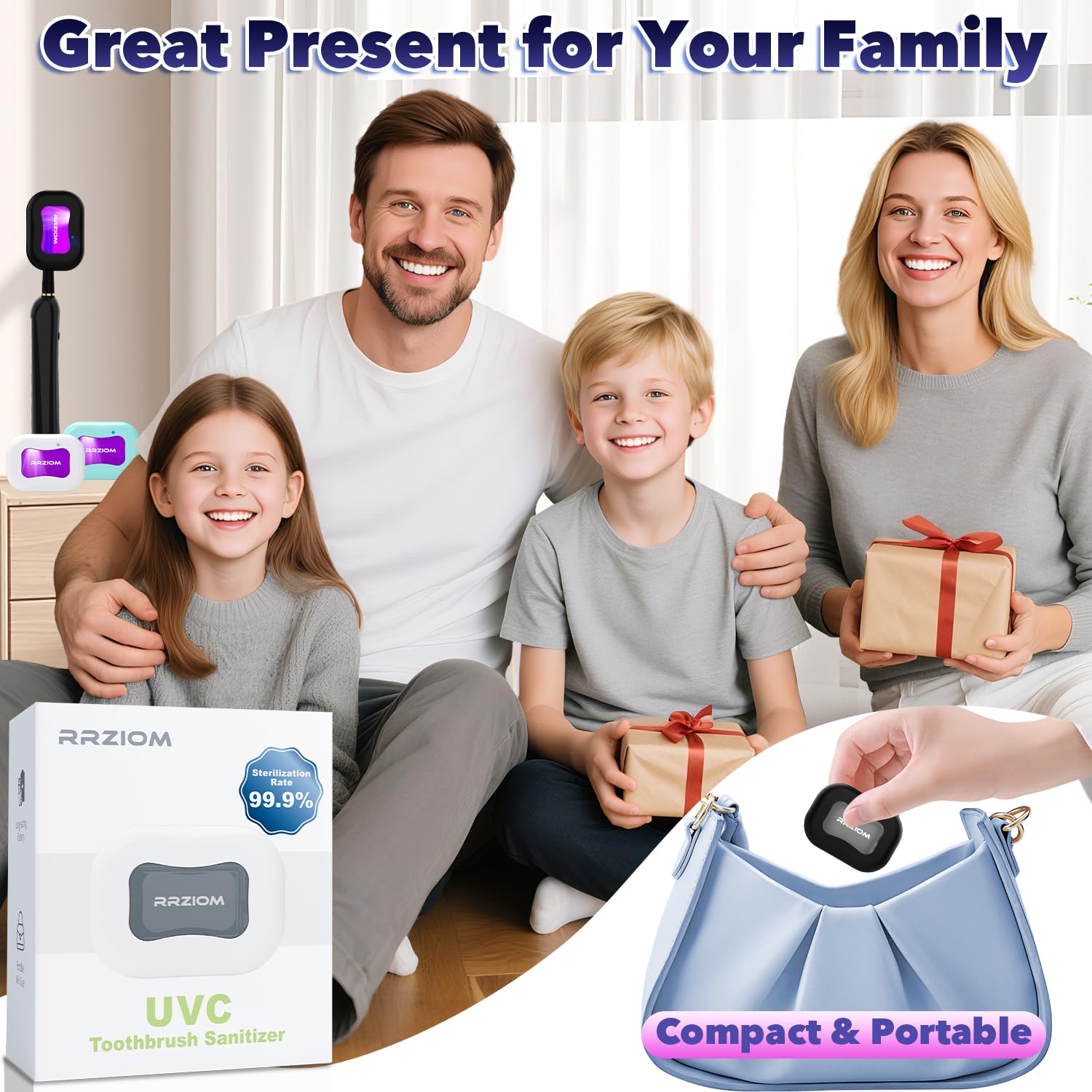 Sterilizzatore Spazzolini da Denti, RRZIOM UV-C Disinfettanti Per Spazzolini Ricaricabile Per Viaggi a Casa, Porta Spazzolino UV Per Spazzolini Tutti Gli Spazzolino da Denti (Nero)