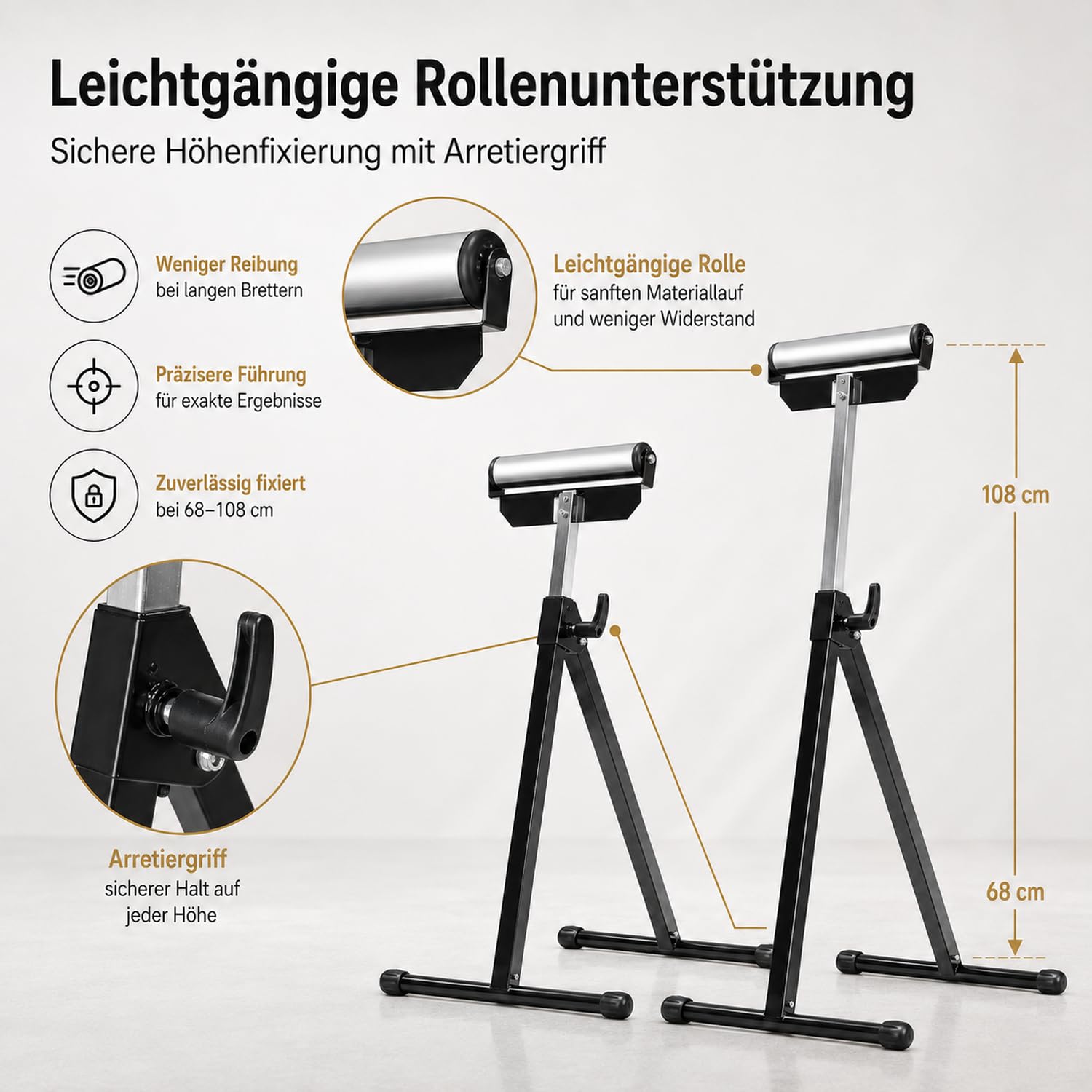 Zestaw 2 kołowrotków ze stali A3 – nośność 90 kg, 68-108 cm