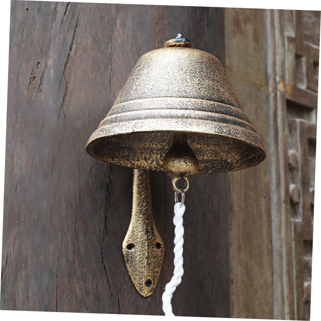 Sosoport Rustic Style Large Cast Iron Doorbell Wall Mount European Vintage Bell for Garden Porch Café Decorative Hanging Accent