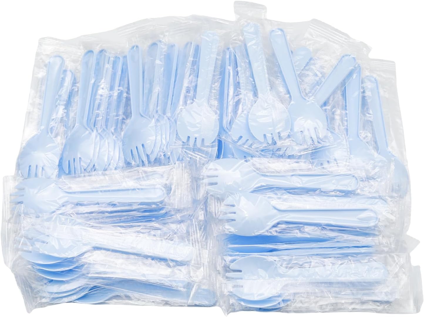 Lilaly 100 pcs Sporks Disposable Plastic Sporks Great for School Lunch, Picnics or Restaurant and Party Supply(Blue)