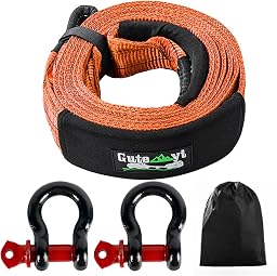 Cable de Remolque 8 Toneladas, Cable de Remolque de Alta Resistencia para Coche, 5m Resistente con 2 Ganchos Reforzados, para Emergencias Todo Terreno, Naranja