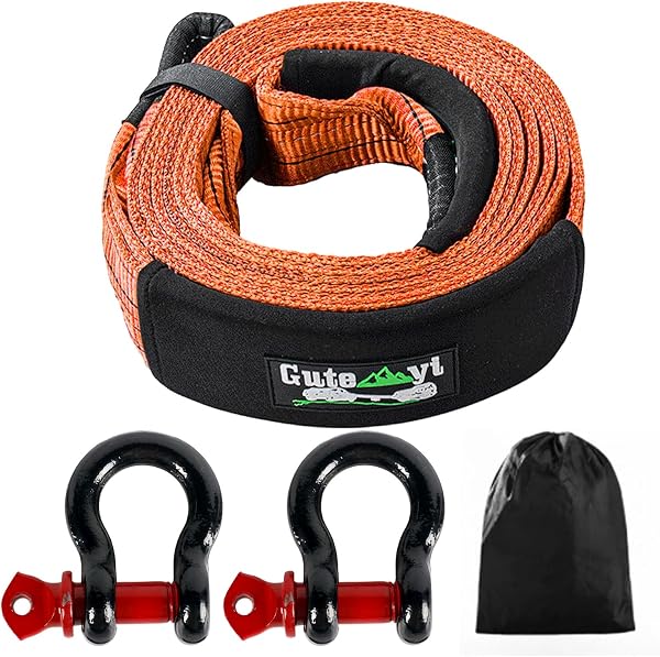 Cable de Remolque 8 Toneladas, Cable de Remolque de Alta Resistencia para Coche, 5m Resistente con 2 Ganchos Reforzados, para Emergencias Todo Terreno, Naranja - 1