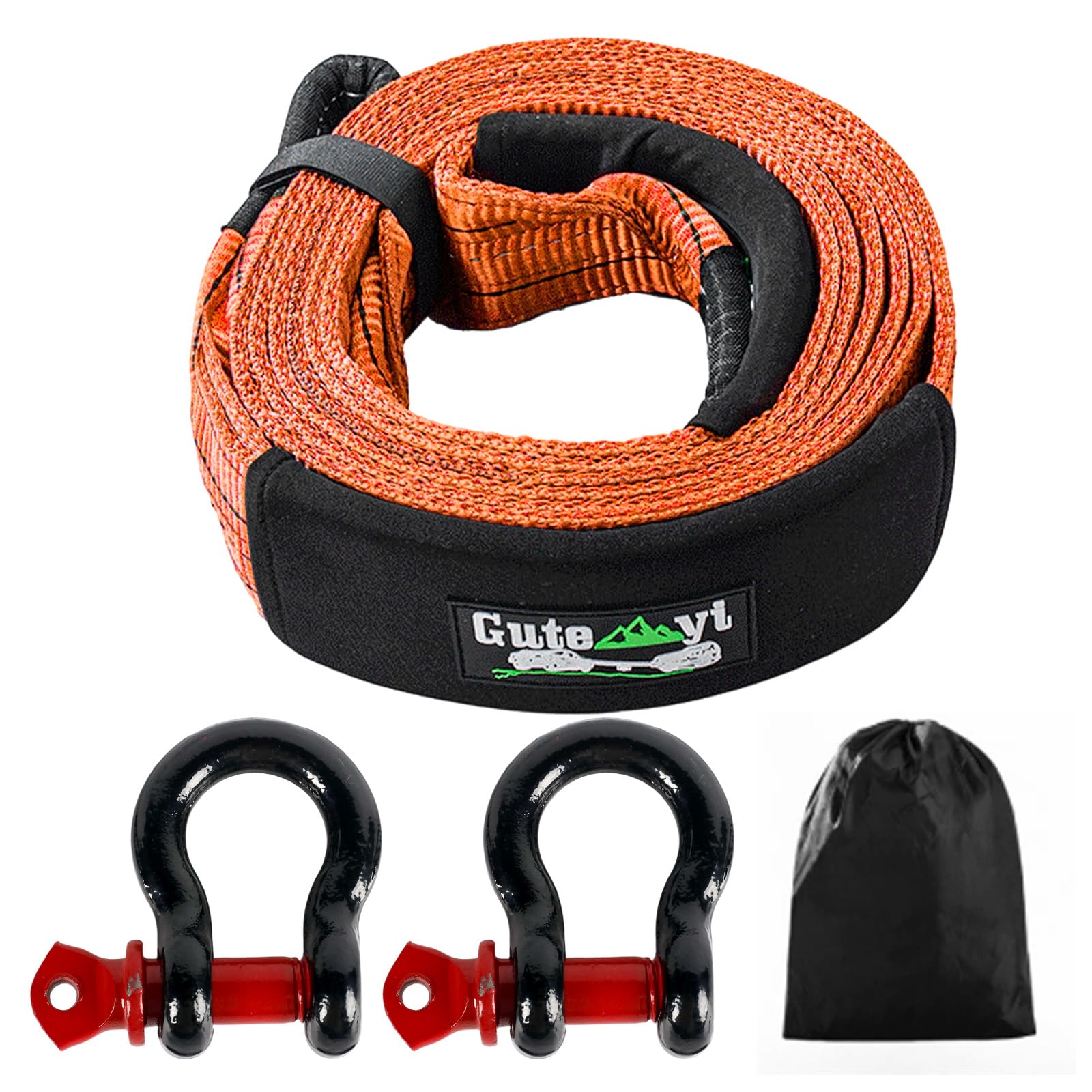Cable de Remolque 8 Toneladas, Cable de Remolque de Alta Resistencia para Coche, 5m Resistente con 2 Ganchos Reforzados, para Emergencias Todo Terreno, Naranja