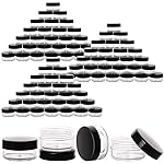 100 Count 10g Small Sample Containers with Lids Plastic Jar Cosmetic Jars Empty Makeup Jars Lip Balm Containers - Black