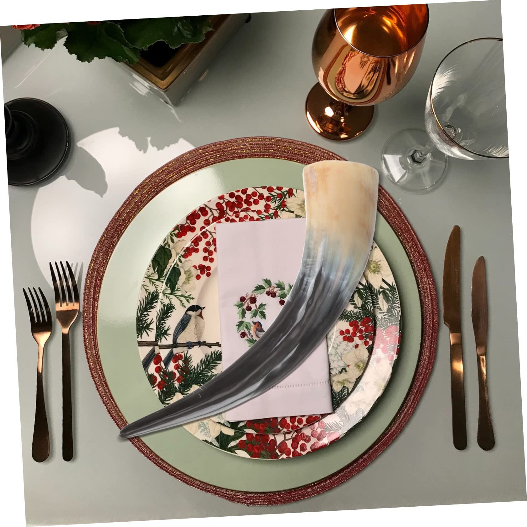 Bicchiere Decorativo in Corno Vichingo per Bere Birra e Vino Pratico e Facile da Pulire Materiale Corno Naturale per Amici e Famiglia