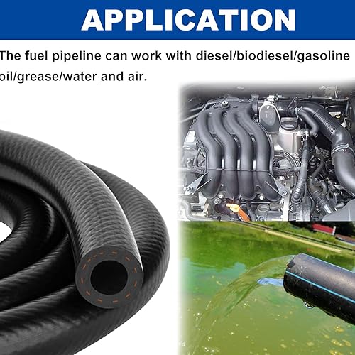 Miniatura 15 de Tnisesm Línea de manguera de combustible de 4 tamaños, 3/8 pulgadas, 5/16 pulgadas, 1/4 pulgadas, 3/16 pulgadas, manguera de tubo de combustible
