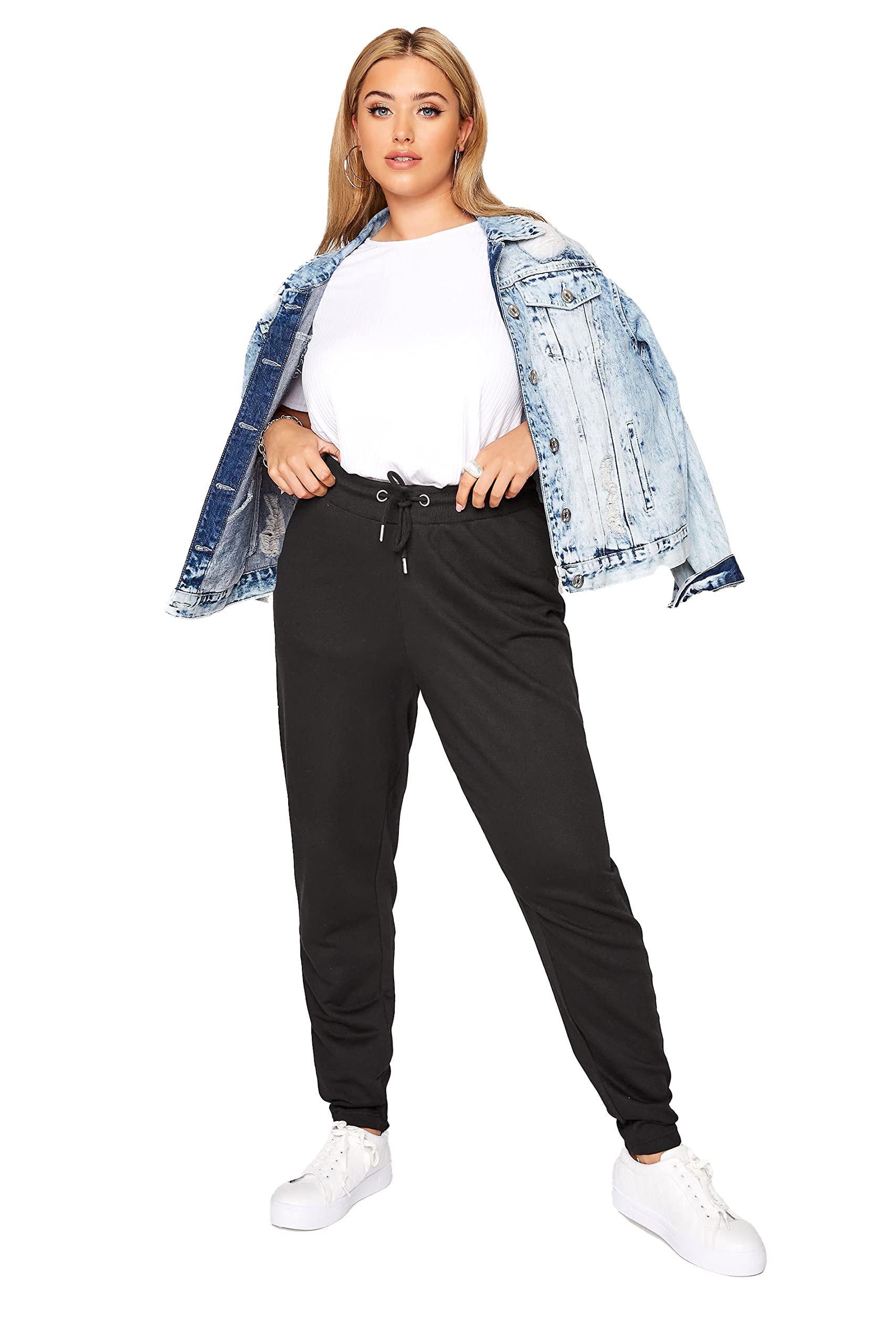 Yours Women's Elasticated Stretch Joggers Pants in Black | Size: 14