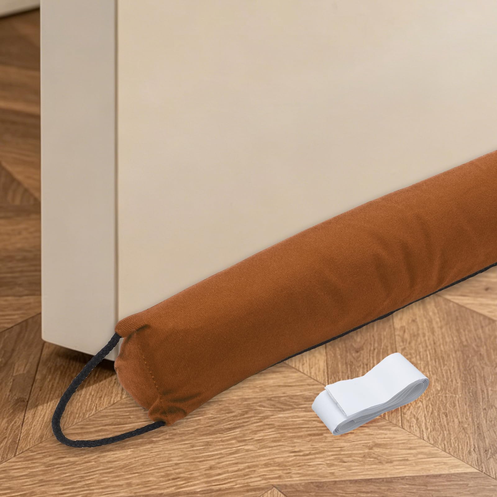 sourcing map 98 cm beschwerter Tür-Zugluftstopper, Tür-Zugluftblocker, dreieckiger Lückenfüller, bis zu 7,6 cm unten, Kaltluftblocker von unten, Schlafzimmer, Zuhause, Braun