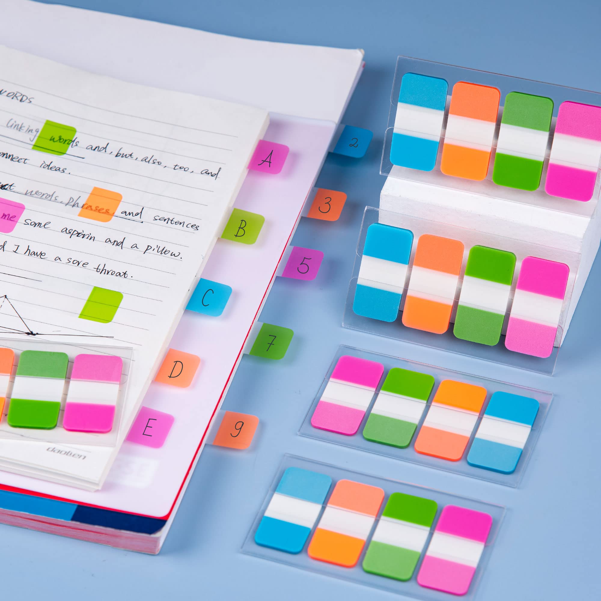 Golcellia 480 Stück Haftnotizen, transparente Haftnotizen, farbige Seitenmarkierungen für Lesezeichen, beschreibbare und repositionierbare Index-Anmerkungs-Tabs