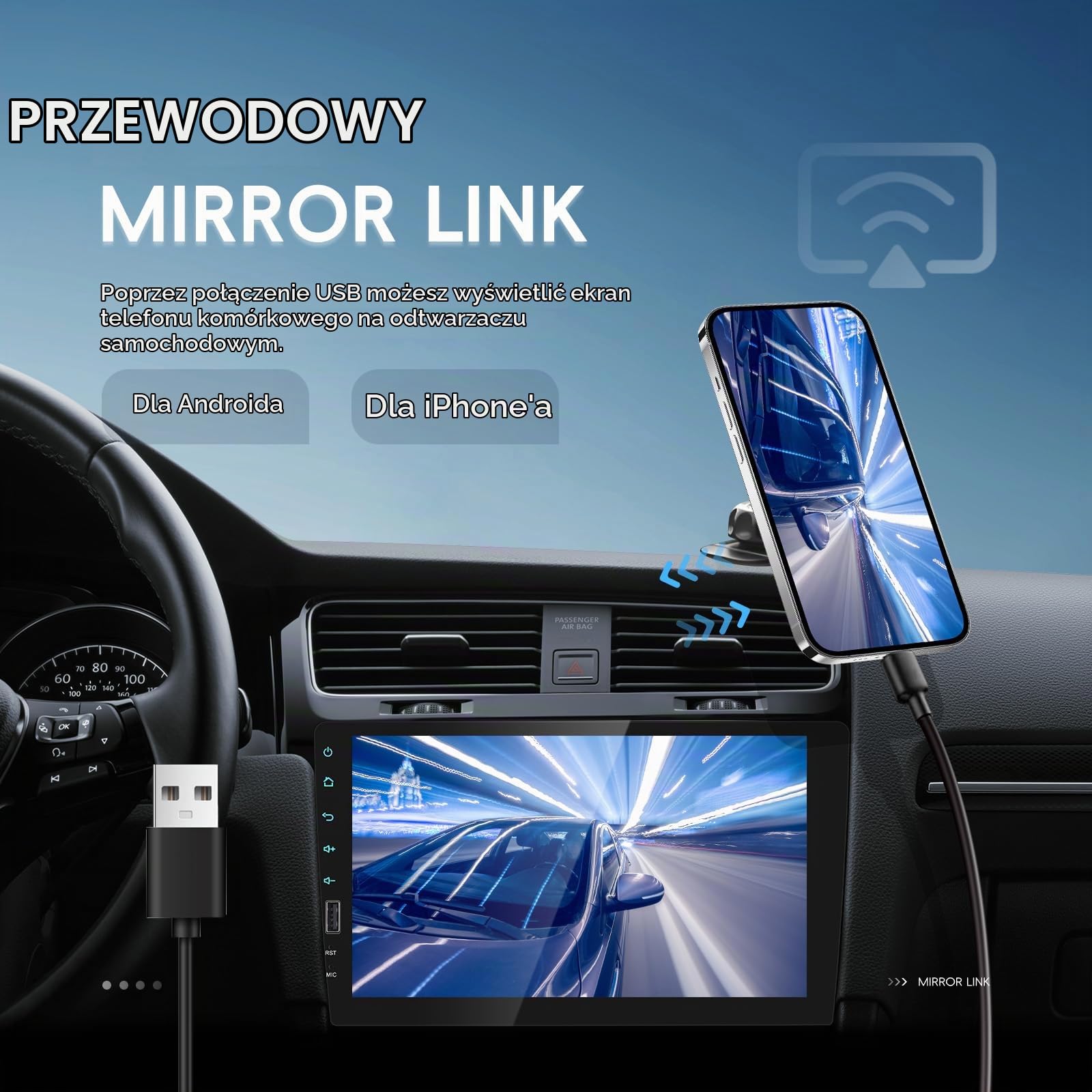 1 DIN radio samochodowe Bluetooth ekran dotykowy 9 cali stereo samochód ekran Double Din radio obsługuje FM, USB, EQ, lusterko do telefonu, z tylną kamerą