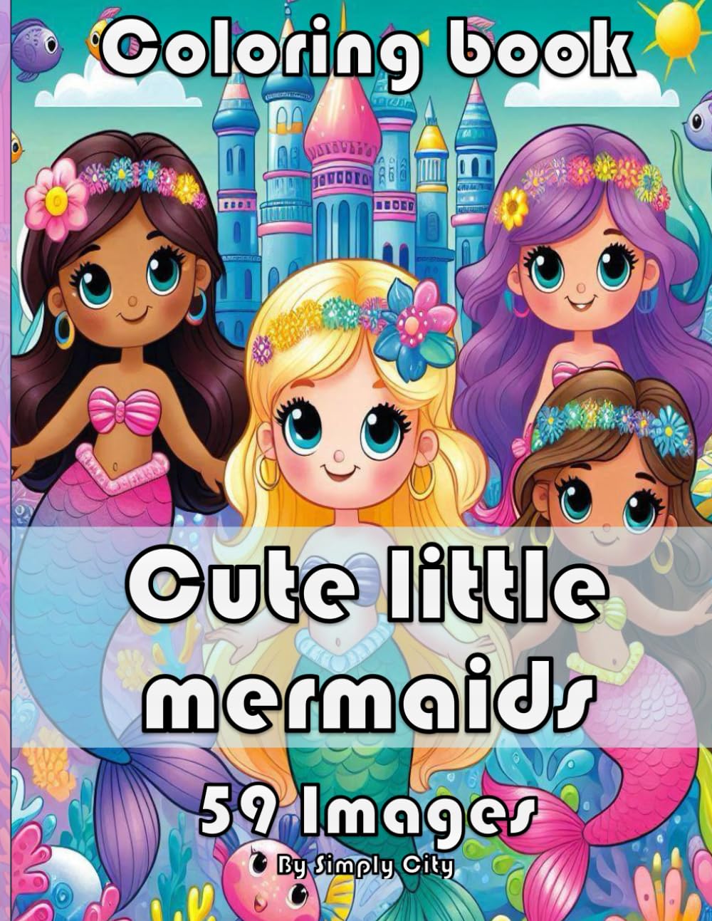 Cute Little Mermaids. Coloring Book (Simply City Colouring Book): 59 images of cute little mermaids to color. Perfect Gift for Boys, Girls and Adults alike.