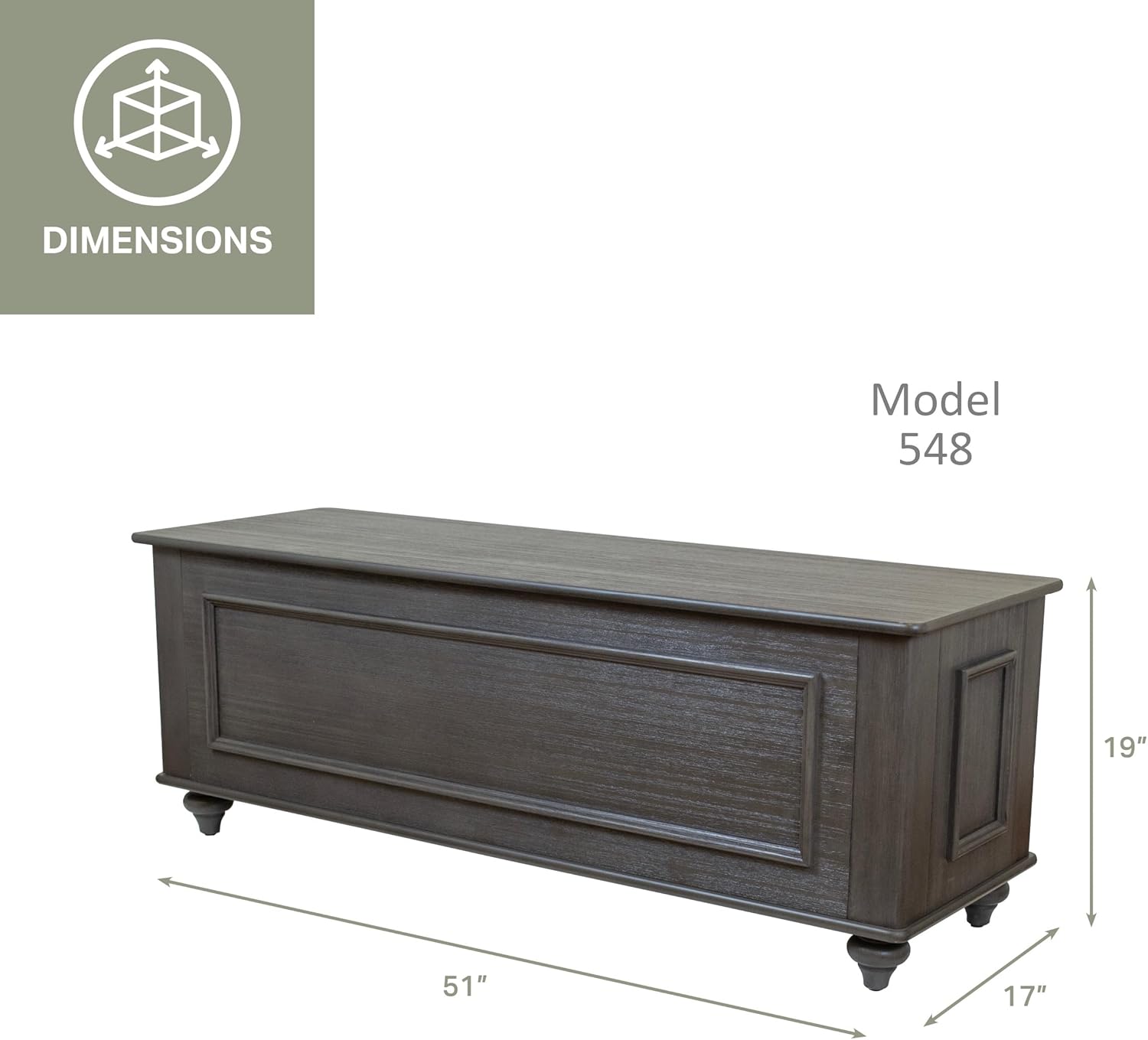American Furniture Classics Model 548 Hope Chest with Gun Concealment Grey