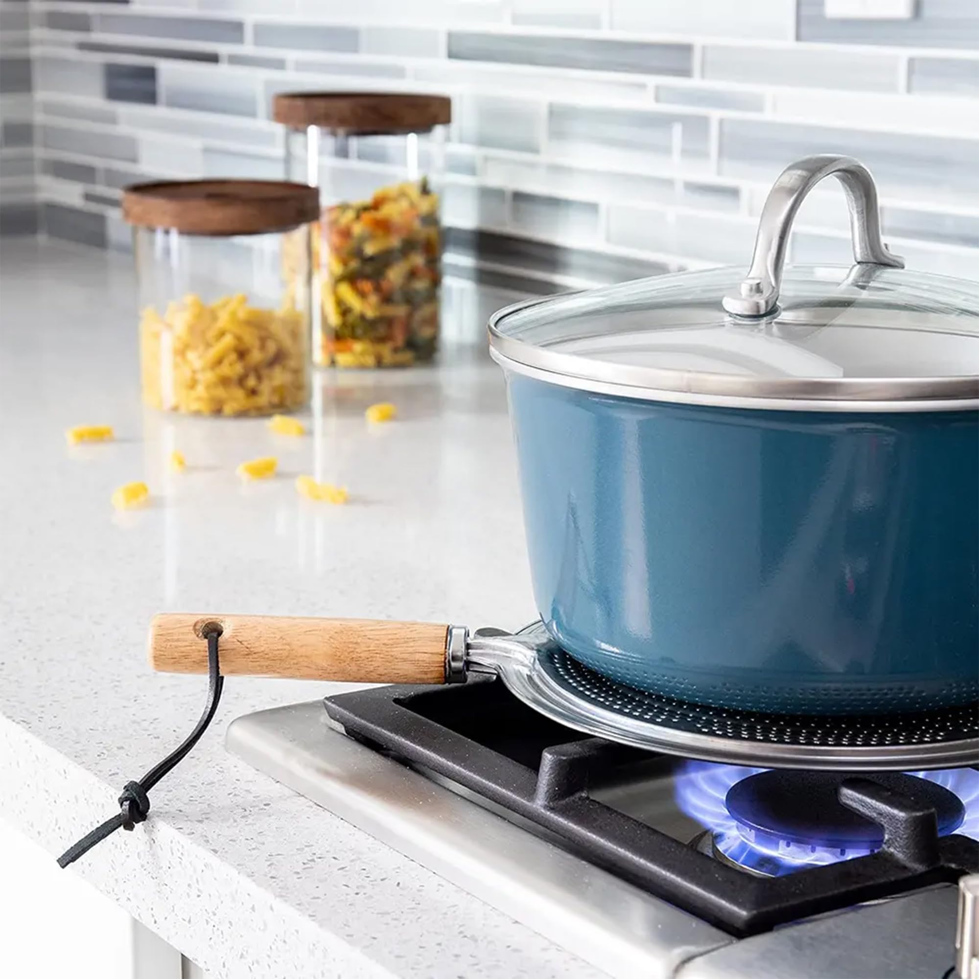 IDEAL PRIME Heavy Duty Stainless Steel Heat Diffuser Roti Jali Roaster with Heat Resistance Wooden Handle Steel Papad Jali Barbeque Item Kitchen Tool Pack of 1 1