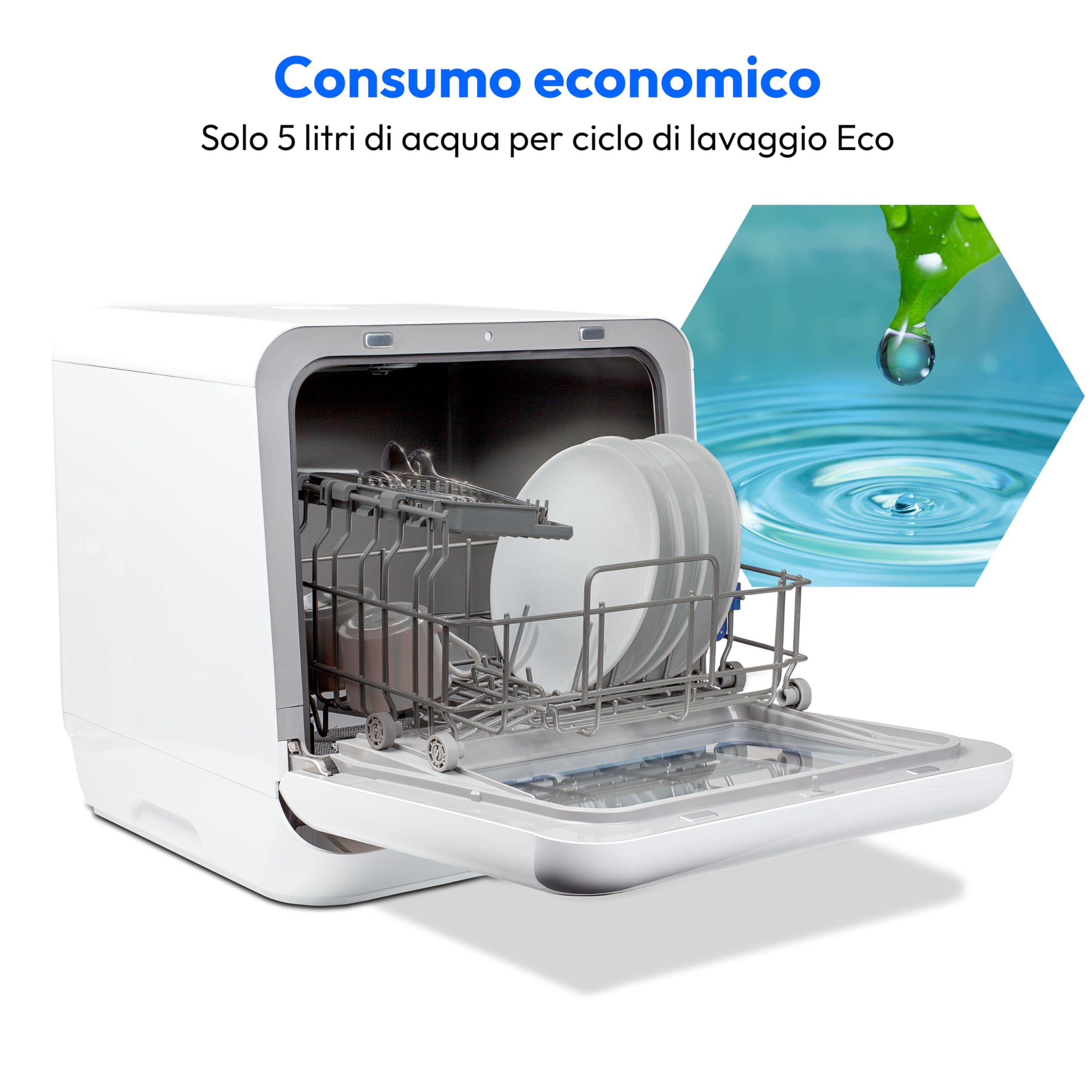 MEDION Mini Dishwasher DWT20 (lavastoviglie da tavolo, lavastoviglie, 2 coperti, funziona con/senza collegamento all'acqua, 6 programmi di pulizia, biberon, preselezione dell'ora di avvio