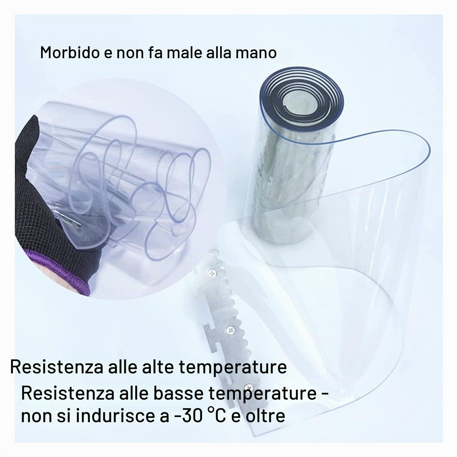 Strisce per Tende in PVC Trasparente/Tenda per Porta a Strisce di Plastica Robusto Strisce in PVC Tenda per Porta a Strisce in Vinile per Fabbrica, Box Auto(75x210cm)