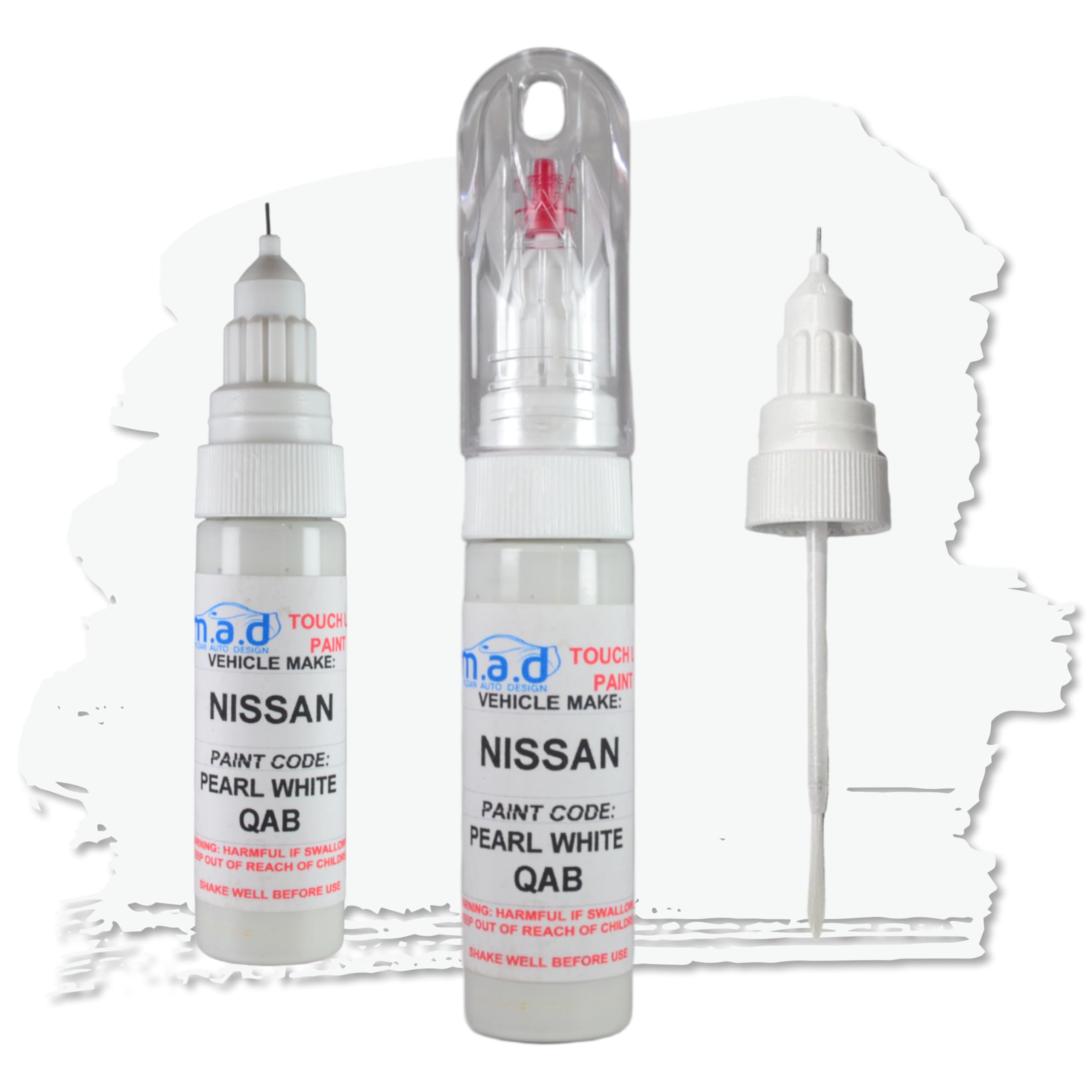 M.a.d Myldan Auto Design Paint & Lacquer M.a.d For Nissan Pearl White Qab Touch Up Kit Compatible With Gtr Qashqai Juke (, 20 Milliliters)