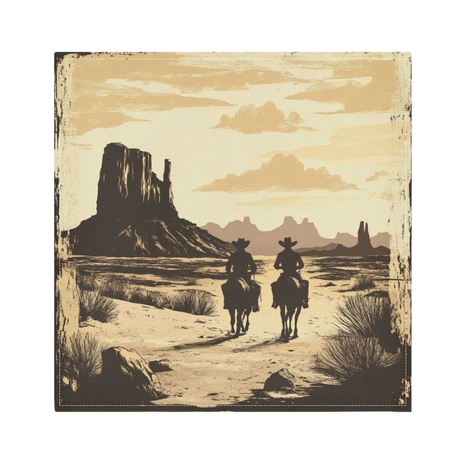 Ttgoth Western Cowboy Cloth Napkin Set of 6 Washable & Reusable Dinner Napkins for Dining Table, Banquets, Wedding, Party, 50x50 cm