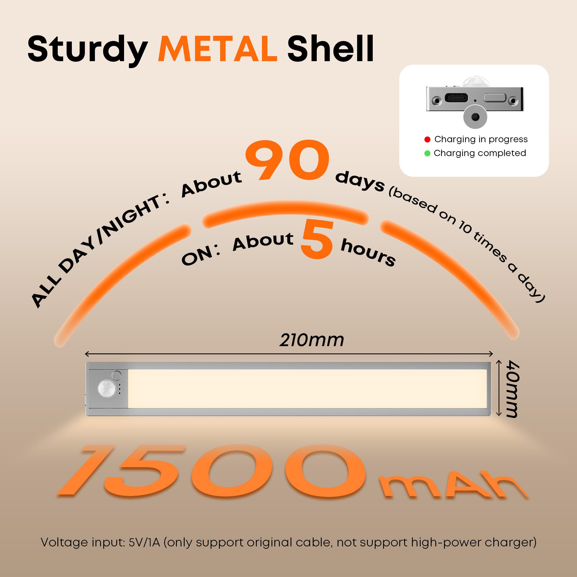 LROLTEF Luce LED Sottopensile Cucina 21CM 1500mAh 3 Temperature Colore 32 LED Sensore di Movimento per Luci - Luce Armadio Lampada Dimmerabile per Cucina Scale Soggiorno Bagno|2 Pezzi