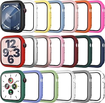 20 Pack Case for Apple Watch Series 9/8/7 41mm with Tempered Glass Screen Protector, Shockproof Hard PC Protective Cover, All-around Bumper Compatible with iWatch S9 S8 S7 41mm