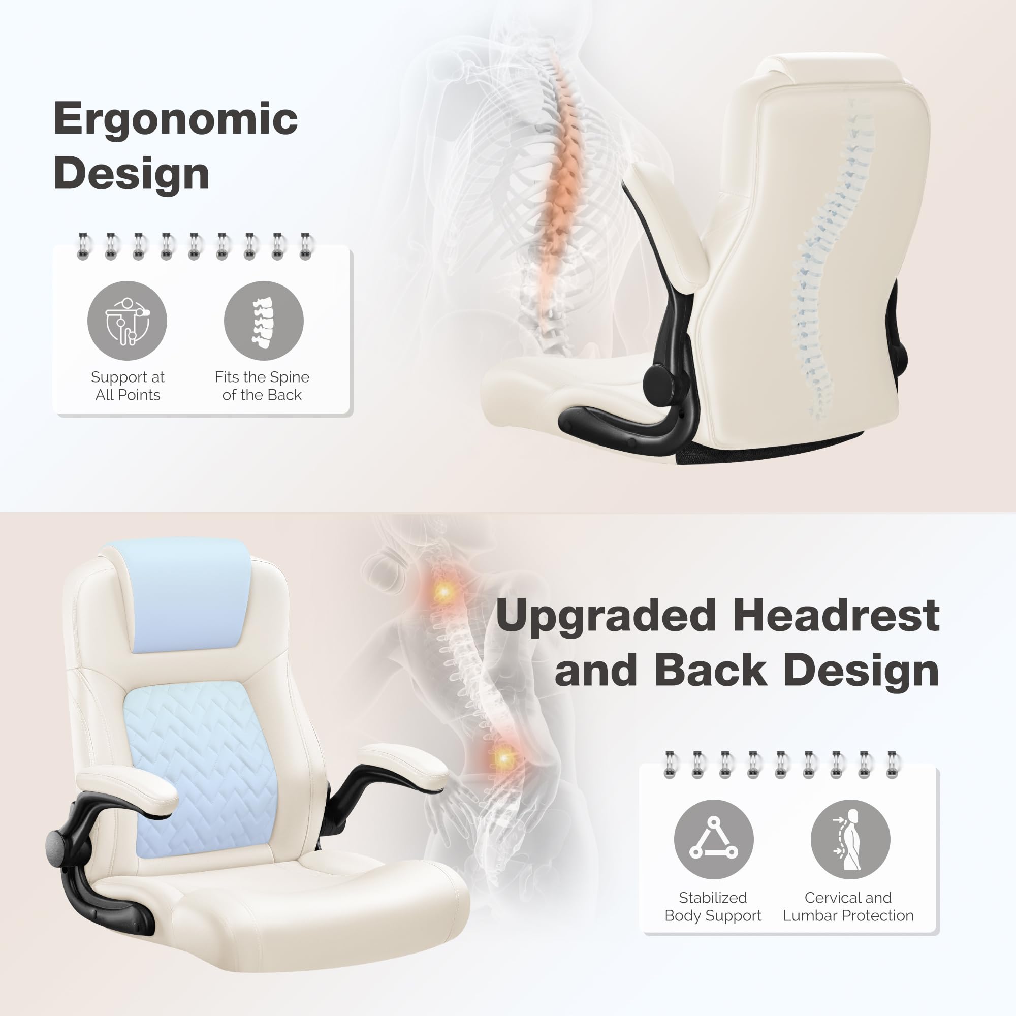 Furmax Big and Tall Office Chair 500lbs Heavy Duty Office Chairs Ergonomic High Back Desk Chair Adjustable Flip — view 7