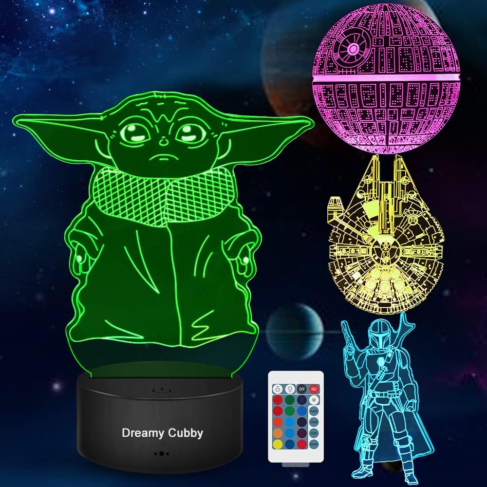 Dreamy Cubby Geschenke 3D Lampe Spielzeug Nachtlicht mit 4 Mustern und 7 Farbwechsel Dekor Lampe - Perfekte Geschenke für Fans Herren Jungen.