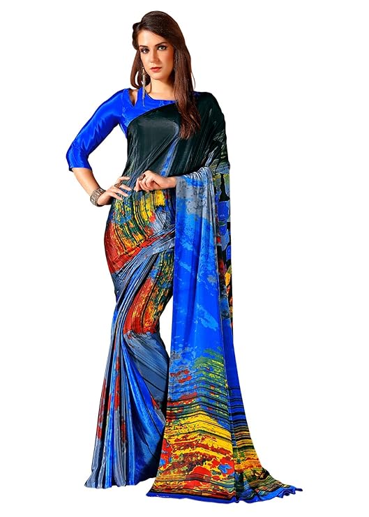 Crepe With Blouse Piece Saree