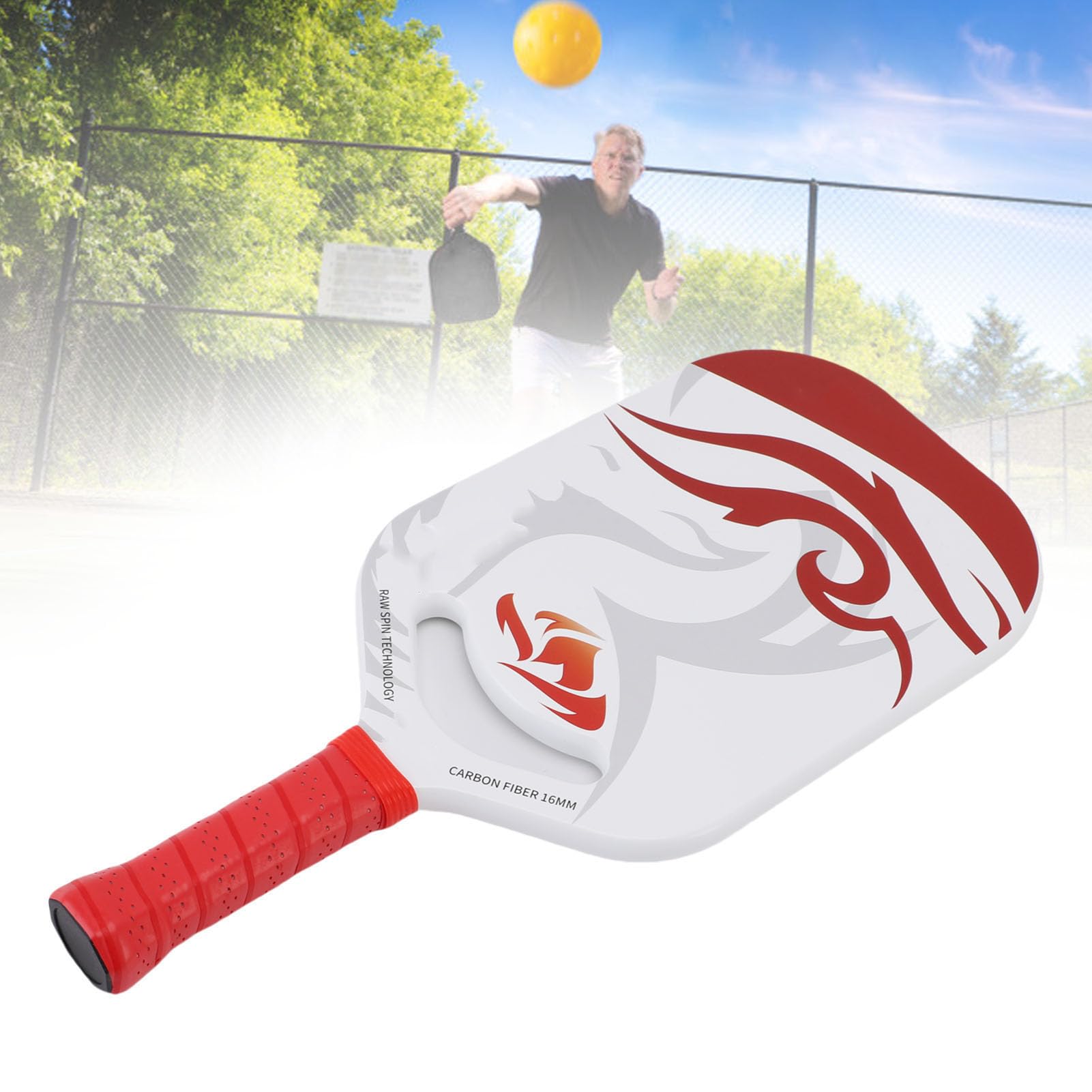 Alomejor Restenza Pickleball Leggera a Paddle in Fibra di Carbonio da 16 Mm con Modello di Drago per Principianti Professionisti