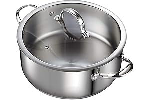 Cooks Standard 7-Quart Classic Stainless Steel Dutch Oven with Glass Lid