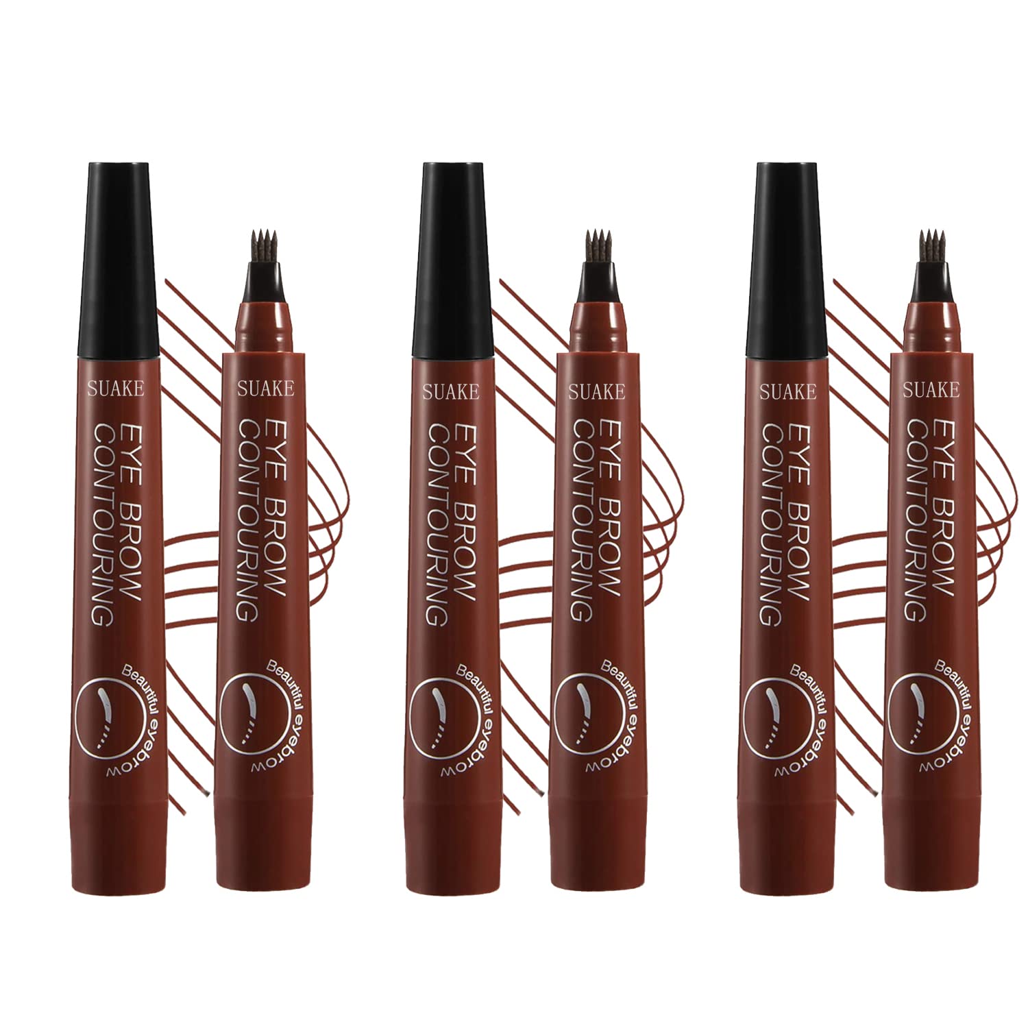 AUTOYSUREyebrow Tattoo Pen - Waterproof Microblading Eyebrow Pencil with a Micro-Fork Tip Applicator - Creates Natural Looking Brows Effortlessly,Reddish Brown