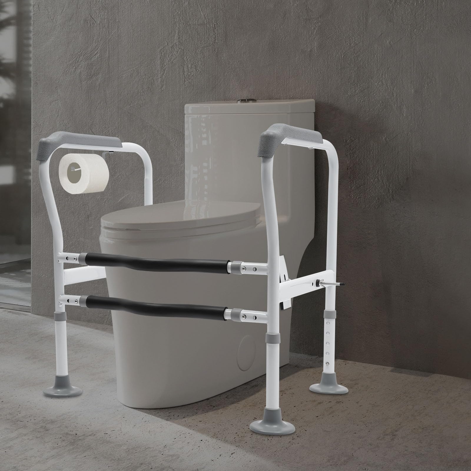 Barre di sicurezza per WC,Telaio di sicurezza per WC, telaio di sicurezza per anziani Regolabile in altezza, altoparlanti o disabili, altezza regolabile