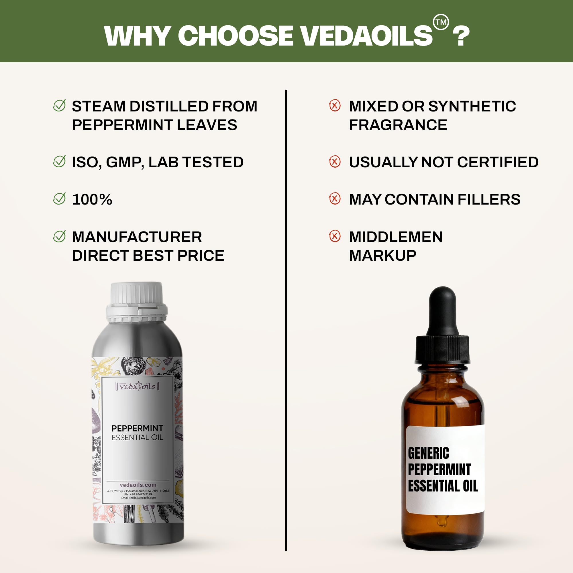 VedaOils Peppermint Essential Oil 100ml | 100% Pure & Natural Therapeutic Grade, Undiluted | Peppermint Oil for Skin, Hair Growth, Hair Fall Control & Scalp Care - Image 5 thumbnail