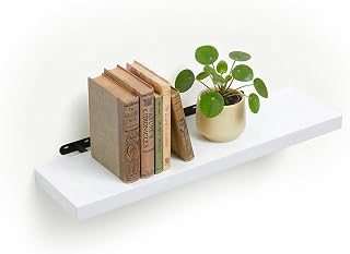 Relaxdays Wandregal, HxBxT: 4 x 100 x 23 cm, Holzoptik & Metall, weiß