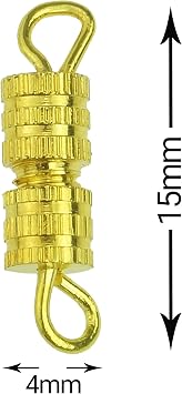 Clasps - 100 Pieces 4 x 15 mm - Barrel Screw Type Clasp - Perfect for Jewerly Making - with Kare & Kind Retail Packaging (Gold)