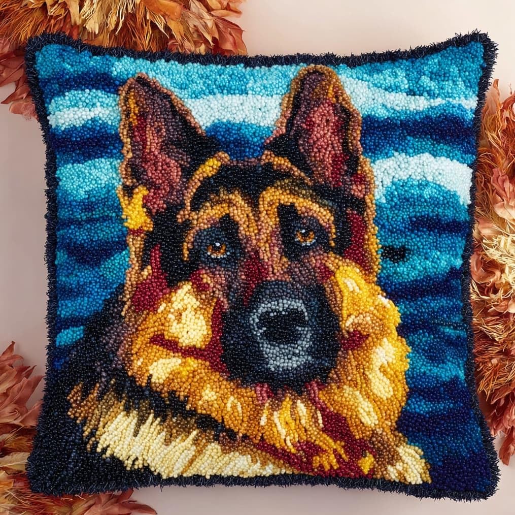 AxiangziK Latch Hook Needlecraft Pillow Kit,German Shepherd Dog