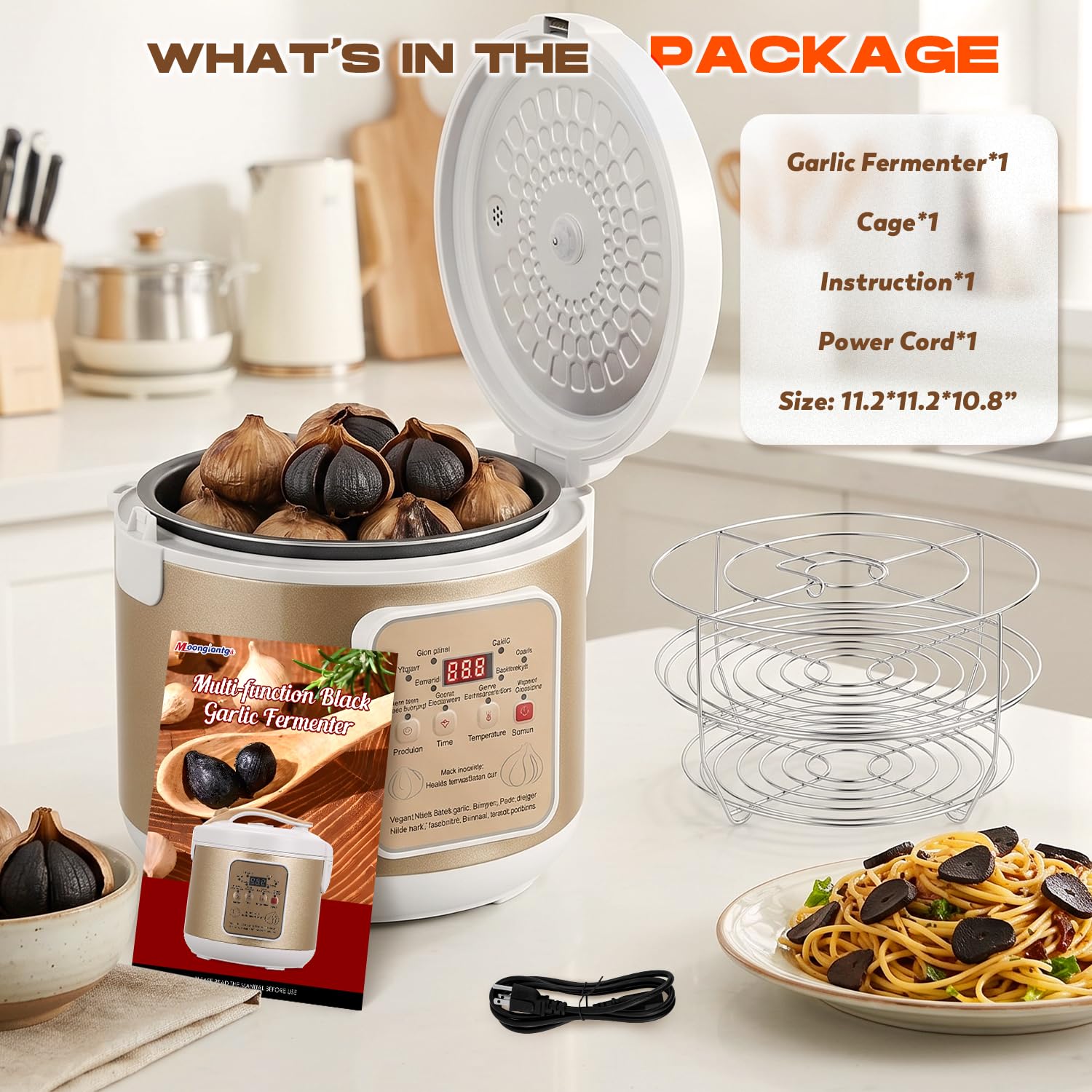 Moongiantgo 6l Fermenteur D’Ail Noir, Pot de Contrôle Automatique pour L’Ail, Natto, Yaourt, Kimchi, Machine de Fermentation de Vin, Cuiseur À L’Ail avec Contrôle du Temps et de la Température, 220v