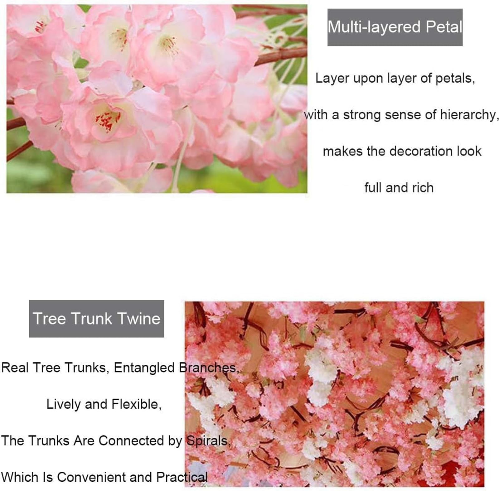 Große rosa künstliche Kirschblütenbäume, lebensechter künstlicher Kirschblütenbaum, gefälschter Sakura-Blumenbaum, perfekt für Party-Hochzeitsdekoration,1.8 * 1.5m
