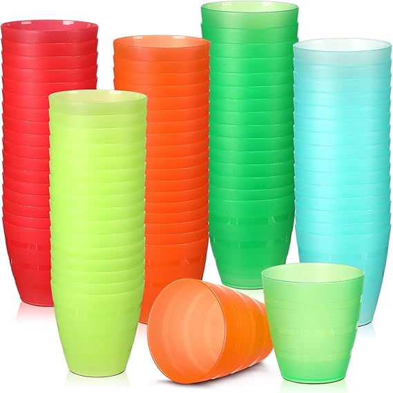 Tanlade 120 Pcs Kids Cups 8 oz Reusable Kids Plastic Cups