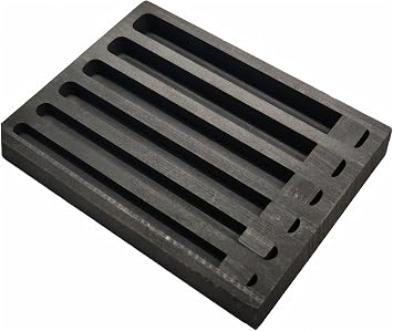 Adjustable Long Strip Graphite Ingot Mold, HOMOMSAE Metal Refining Crucible Tool, Divider 3.94x0.39 to 0.20 Inch, Graphite Mold for Gold Silver Melting Refining Aluminum Copper Brass