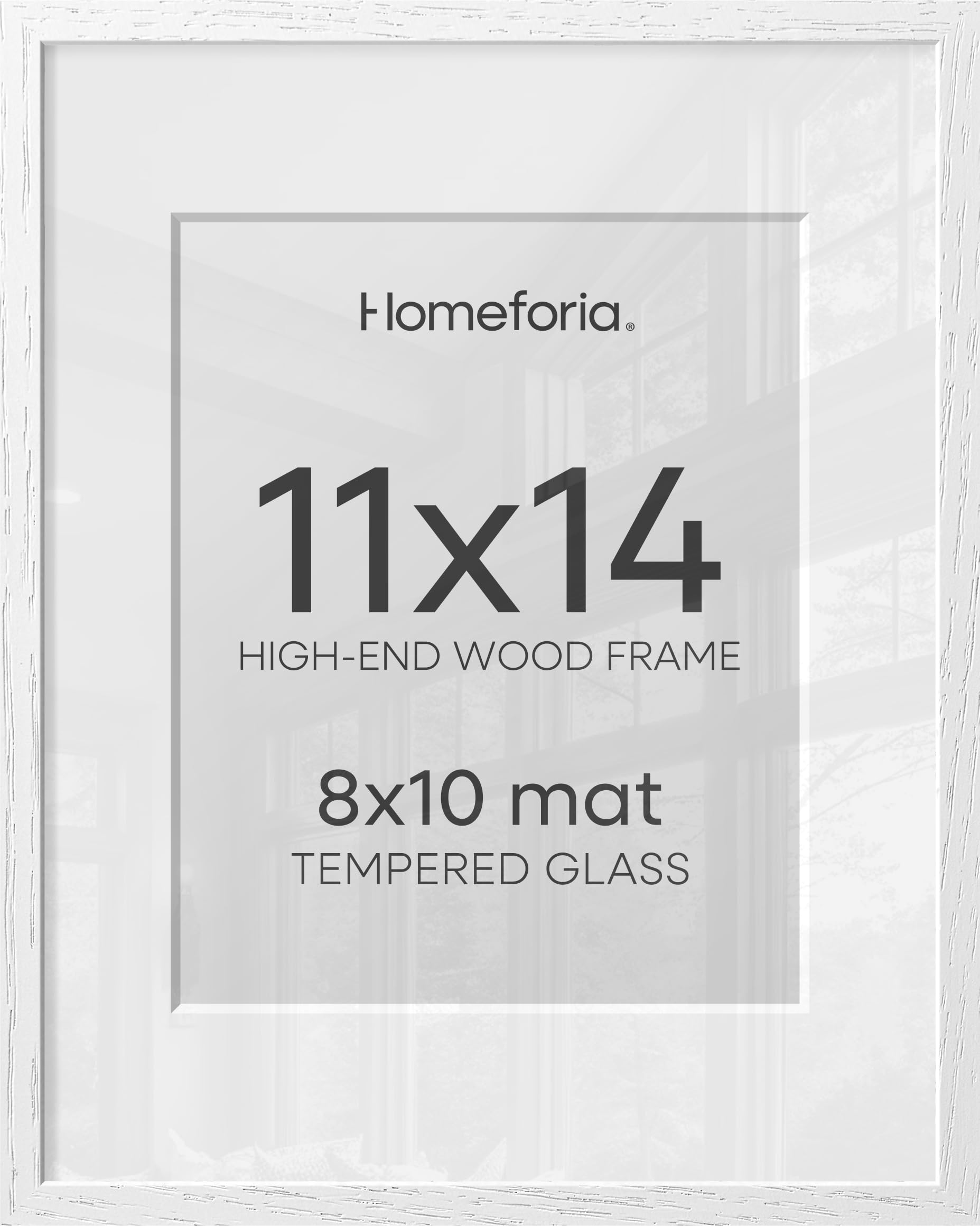Homeforia 11x14 White Oak Picture Frame, High-End Wood, 8x10 Mat, Glass | High End Solid Oak Wood, Tempered Glass, Acid-Free 8x10 Removable Mat, 11x14 Edge-to-Edge Display 14x11, Wall Kit, Set Of 3
