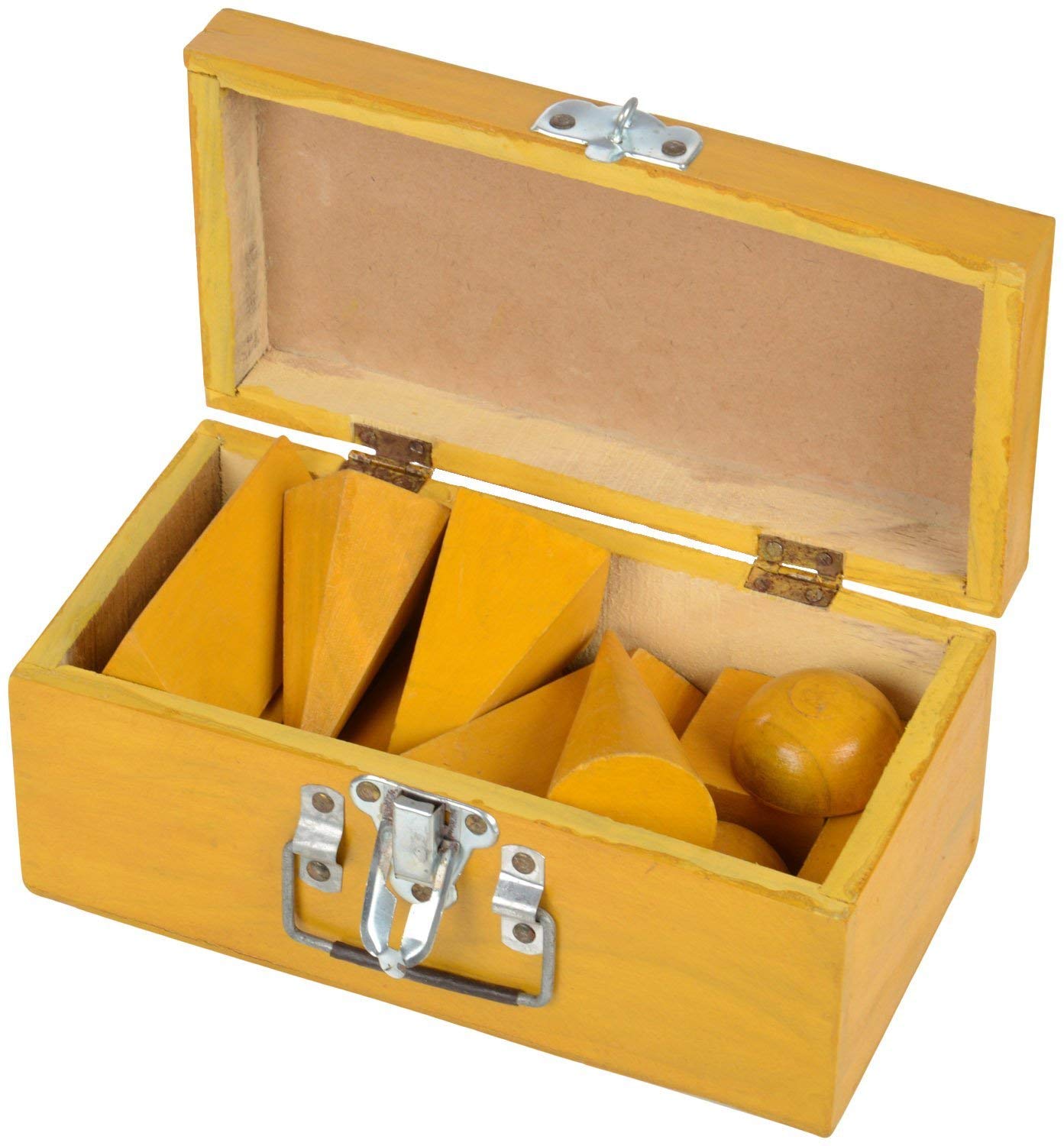 Sponsored Ad - Geometrical Model Figure with Polish in Wooden Box (Yellow) -Set of 12 Different 3D Shapes