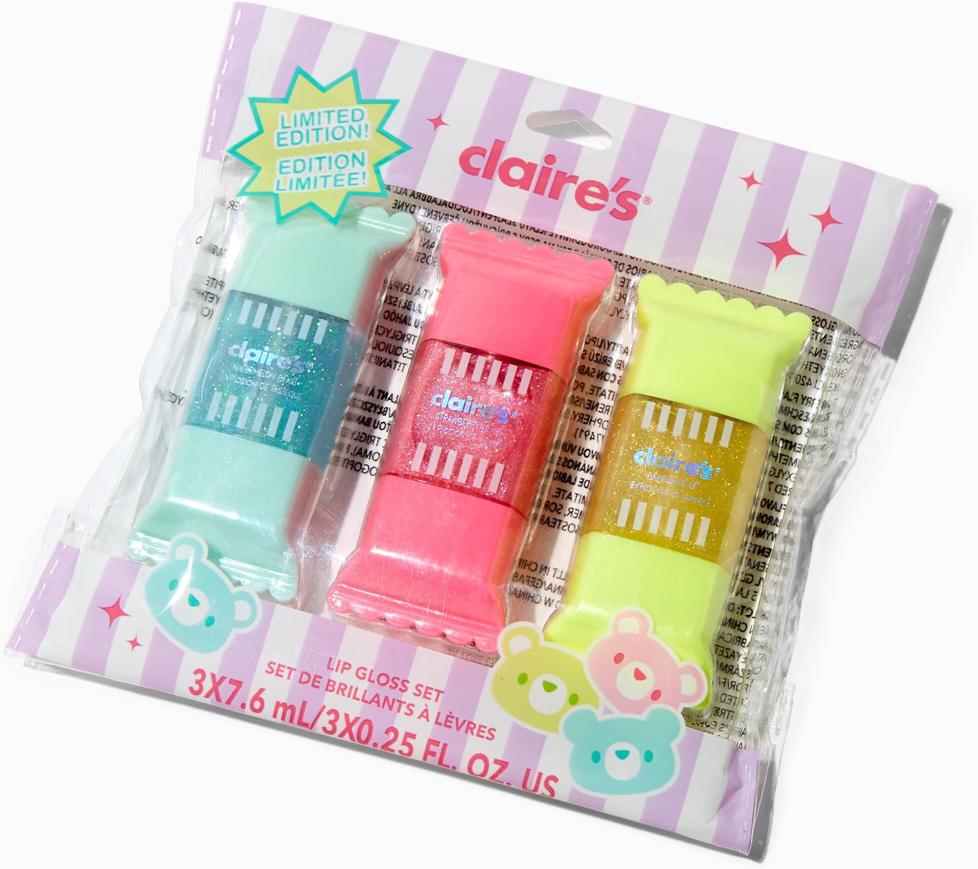 Claire's Bubblegum Candy Limited Edition Lip Gloss Set - 3 Pack