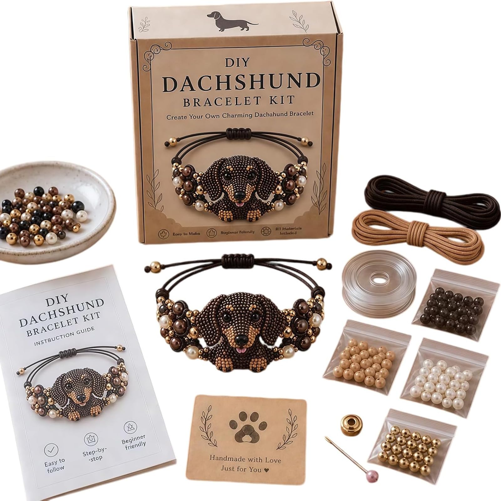 Fokayo DIY Beaded Bracelet Making Kit - Creative Manual Jewelry Art Craft, Cute 3D Beaded Animal Bracelet Craft Kit, Handmade Bead Weaving Jewelry Making Set with Instructions (#D)