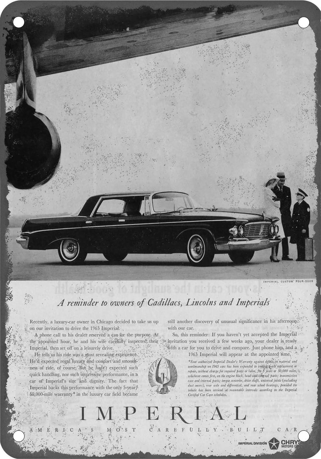 METAL SIGN - 1963 Imperial Vintage Ad 06 - Old Retro Rusty Look home decor