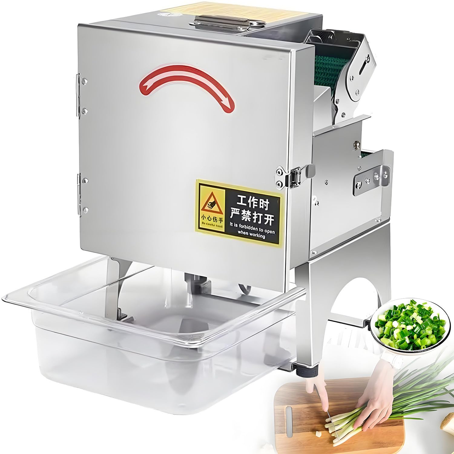 Cortadora eléctrica de verduras de 200 W, cortadora comercial de cebolletas, picadora de cebolletas, para jengibre, chile, patata y pepino, 150 kg/hora, cortadora de cebolla verde, apio y perejil A