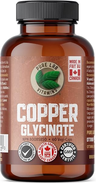 Pure Lab Vitamins Copper Glycinate 1mg 60 Vegi-caps