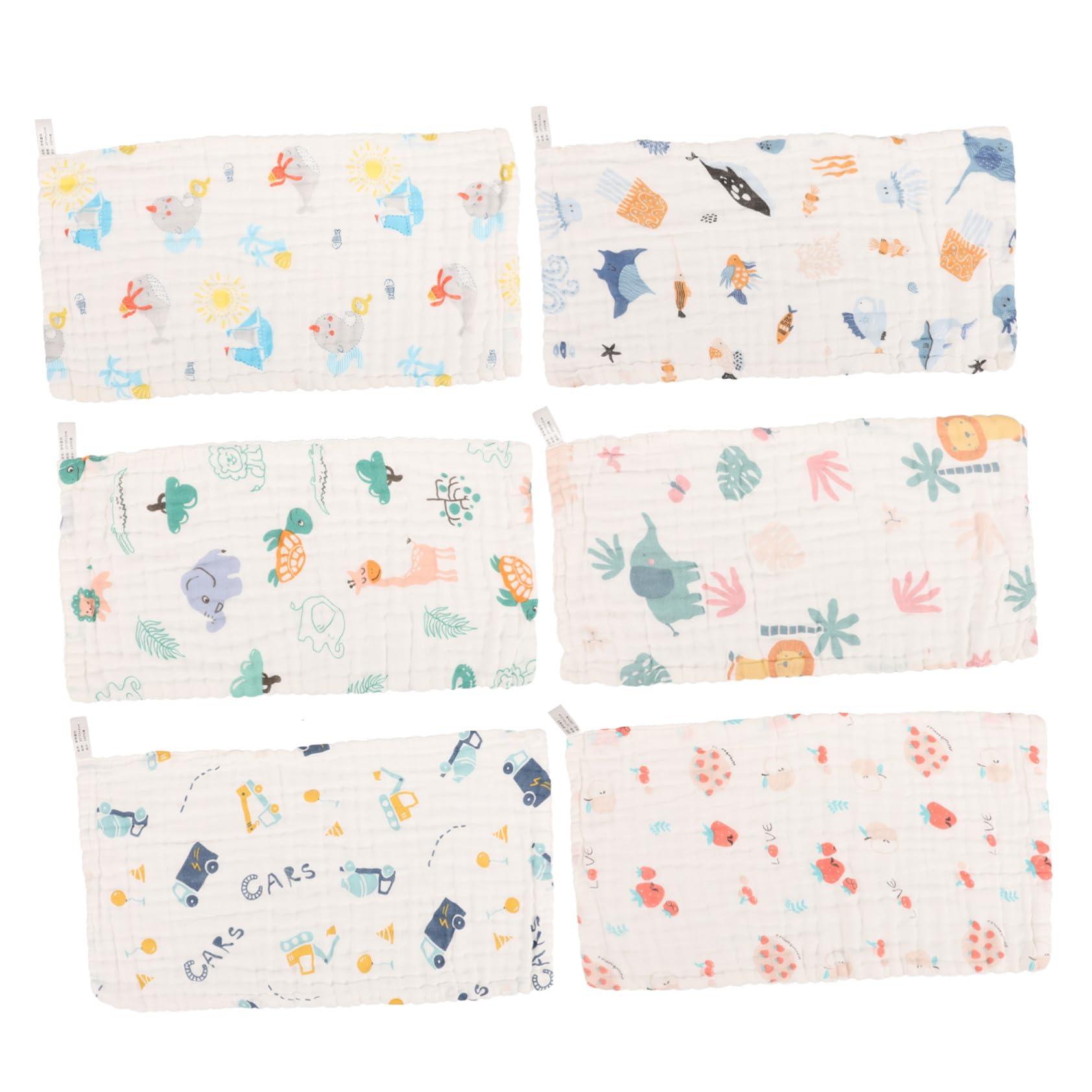 ORFOFE 6 piezas Pañuelos de Niña de Muselina Algodón con Dibujos Animados Toallitas Absorbentes para Saliva y Babero Toallas Reutilizables para Niñas